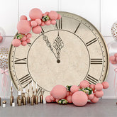 Lofaris Vintage Clock Happy New Years Round Backdrop Cover